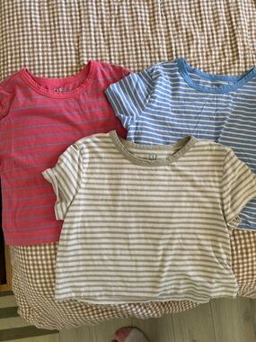 GAP Striped Crop Tees in Pink, Blue & Beige